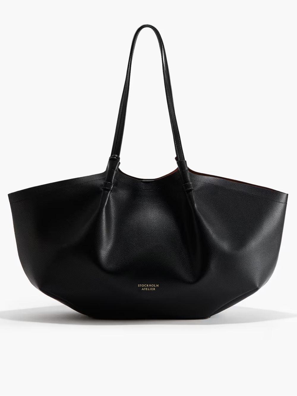 H&M large Black faux Leather Tote bag with Pouch